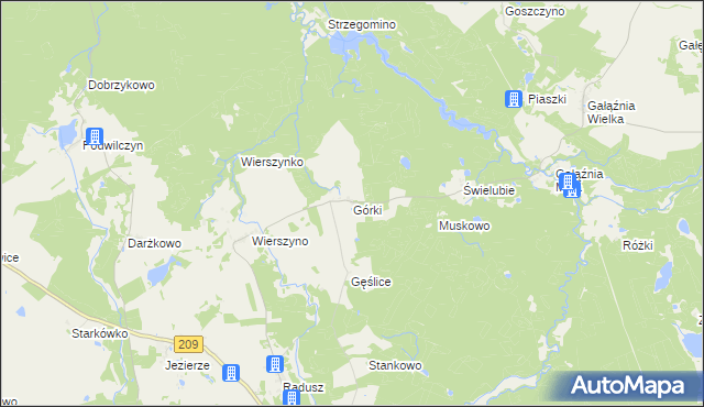 mapa Górki gmina Kołczygłowy, Górki gmina Kołczygłowy na mapie Targeo