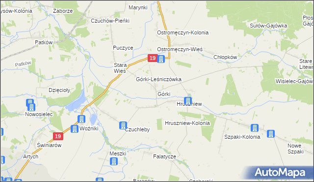 mapa Górki gmina Platerów, Górki gmina Platerów na mapie Targeo