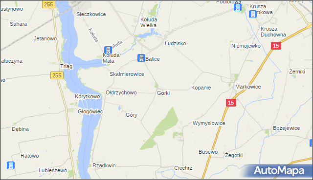 mapa Górki gmina Strzelno, Górki gmina Strzelno na mapie Targeo