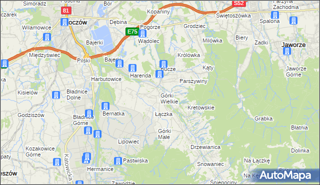 mapa Górki Wielkie, Górki Wielkie na mapie Targeo