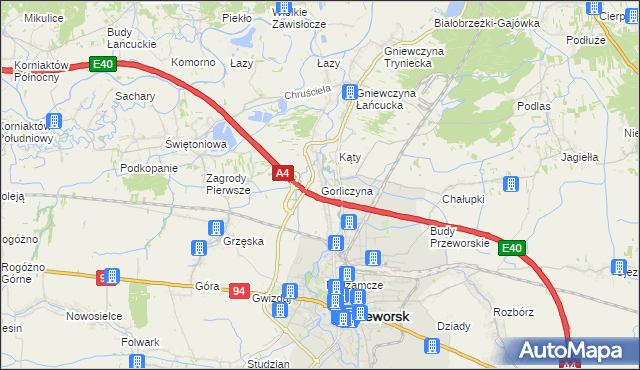 mapa Gorliczyna, Gorliczyna na mapie Targeo