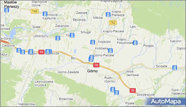 mapa Górno-Parcele, Górno-Parcele na mapie Targeo