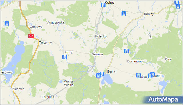 mapa Górowo gmina Kolno, Górowo gmina Kolno na mapie Targeo