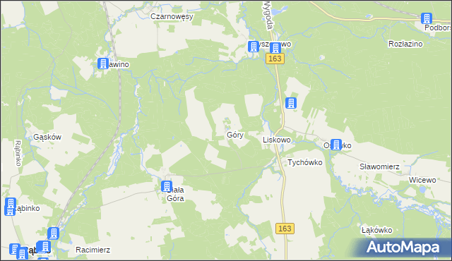 mapa Góry gmina Białogard, Góry gmina Białogard na mapie Targeo