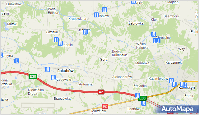 mapa Góry gmina Jakubów, Góry gmina Jakubów na mapie Targeo