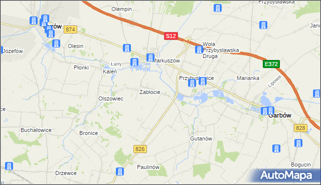 mapa Góry gmina Markuszów, Góry gmina Markuszów na mapie Targeo