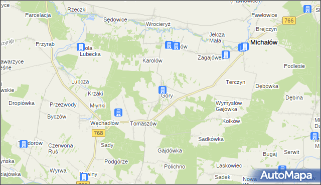 mapa Góry gmina Michałów, Góry gmina Michałów na mapie Targeo
