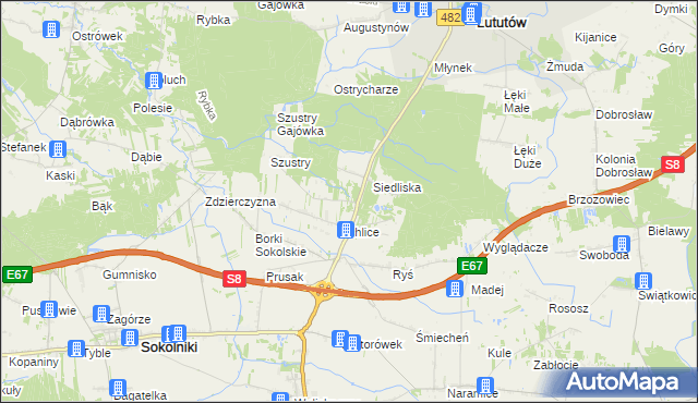 mapa Góry gmina Sokolniki, Góry gmina Sokolniki na mapie Targeo