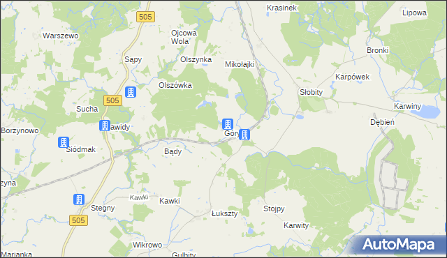 mapa Góry gmina Wilczęta, Góry gmina Wilczęta na mapie Targeo