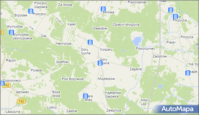 mapa Góry Mokre, Góry Mokre na mapie Targeo