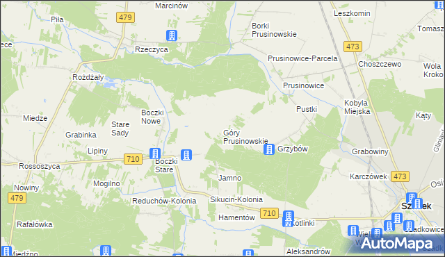 mapa Góry Prusinowskie, Góry Prusinowskie na mapie Targeo