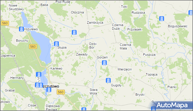 mapa Gorzeń gmina Szczutowo, Gorzeń gmina Szczutowo na mapie Targeo