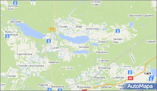 mapa Gorzewo gmina Gostynin, Gorzewo gmina Gostynin na mapie Targeo