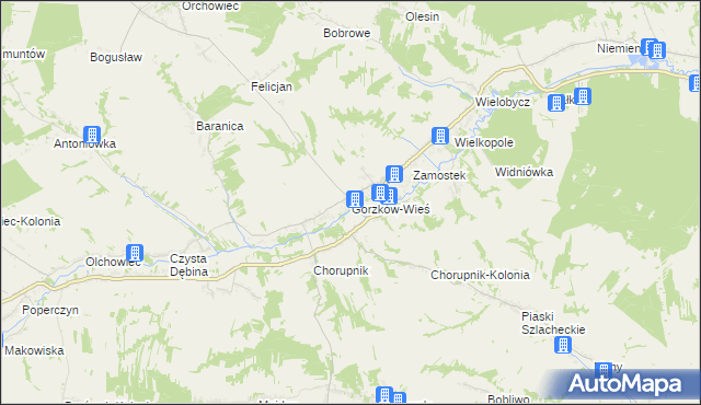 mapa Gorzków-Wieś, Gorzków-Wieś na mapie Targeo