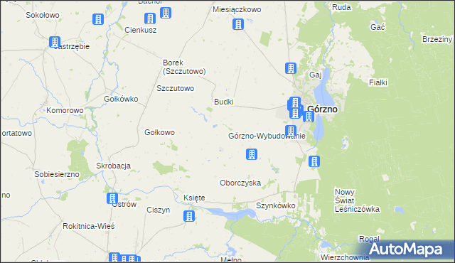 mapa Górzno-Wybudowanie, Górzno-Wybudowanie na mapie Targeo