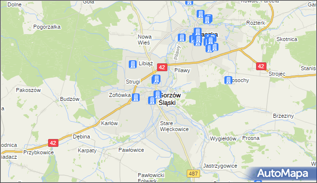 mapa Gorzów Śląski, Gorzów Śląski na mapie Targeo