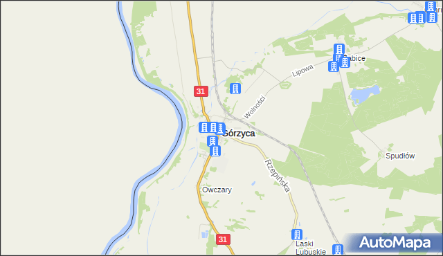 mapa Górzyca powiat słubicki, Górzyca powiat słubicki na mapie Targeo