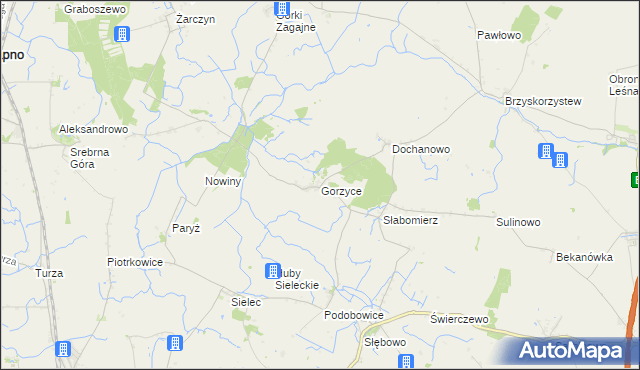 mapa Gorzyce gmina Żnin, Gorzyce gmina Żnin na mapie Targeo