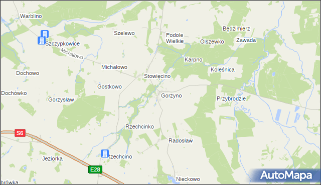 mapa Gorzyno, Gorzyno na mapie Targeo