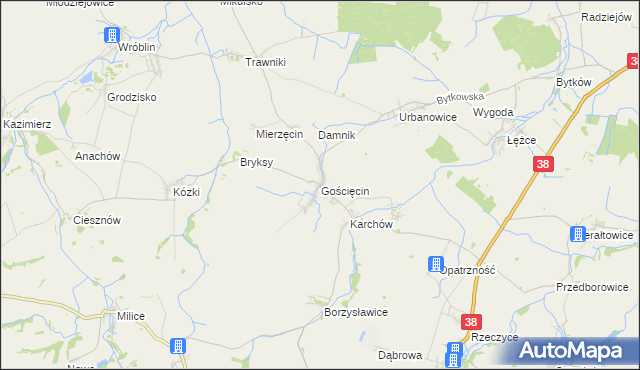 mapa Gościęcin, Gościęcin na mapie Targeo