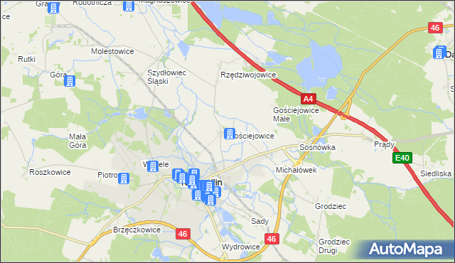 mapa Gościejowice, Gościejowice na mapie Targeo