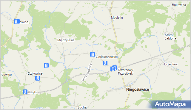 mapa Gościeszowice, Gościeszowice na mapie Targeo
