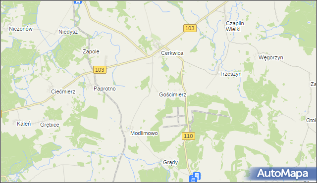 mapa Gościmierz, Gościmierz na mapie Targeo