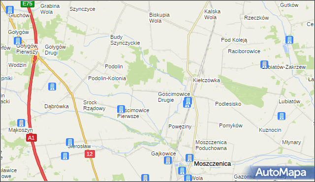 mapa Gościmowice Drugie, Gościmowice Drugie na mapie Targeo