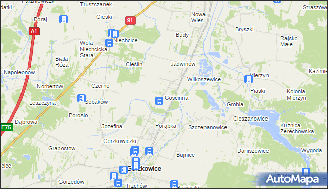 mapa Gościnna, Gościnna na mapie Targeo