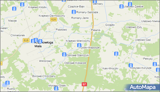 mapa Goski-Wąsosze, Goski-Wąsosze na mapie Targeo