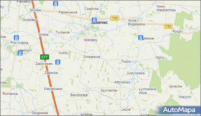 mapa Gośniewice gmina Jasieniec, Gośniewice gmina Jasieniec na mapie Targeo