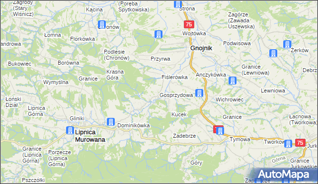 mapa Gosprzydowa, Gosprzydowa na mapie Targeo