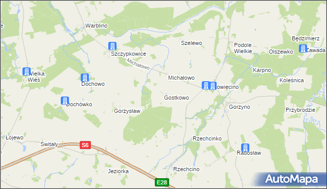 mapa Gostkowo gmina Główczyce, Gostkowo gmina Główczyce na mapie Targeo