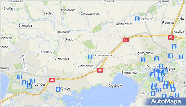 mapa Goświnowice, Goświnowice na mapie Targeo