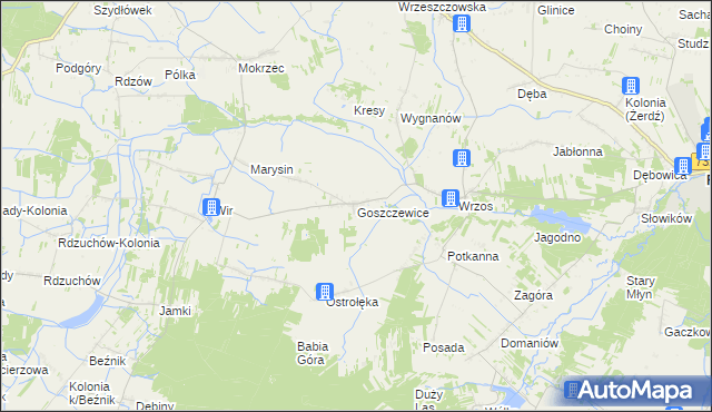 mapa Goszczewice, Goszczewice na mapie Targeo