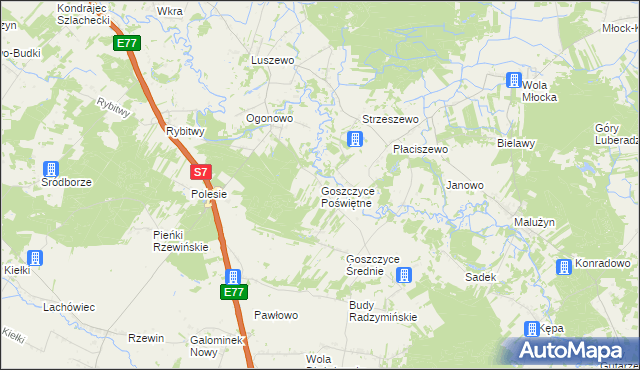 mapa Goszczyce Poświętne, Goszczyce Poświętne na mapie Targeo