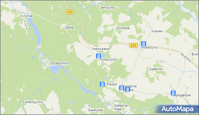 mapa Goszczyno gmina Dębnica Kaszubska, Goszczyno gmina Dębnica Kaszubska na mapie Targeo