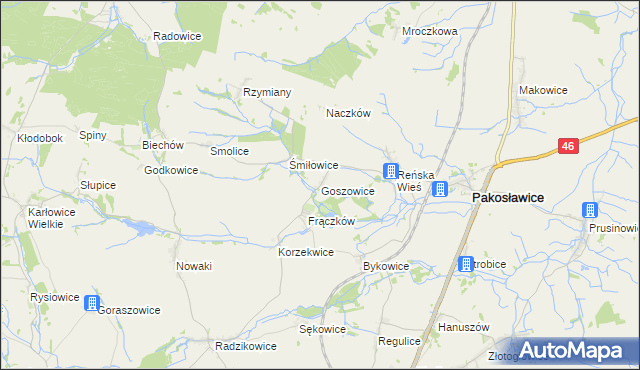 mapa Goszowice, Goszowice na mapie Targeo