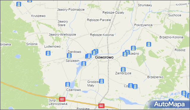 mapa Goworowo powiat ostrołęcki, Goworowo powiat ostrołęcki na mapie Targeo