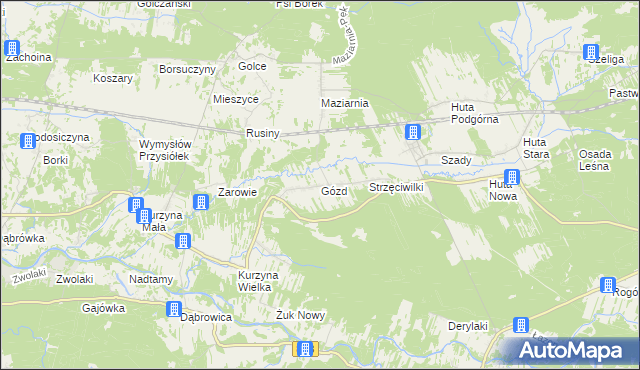 mapa Gózd gmina Harasiuki, Gózd gmina Harasiuki na mapie Targeo