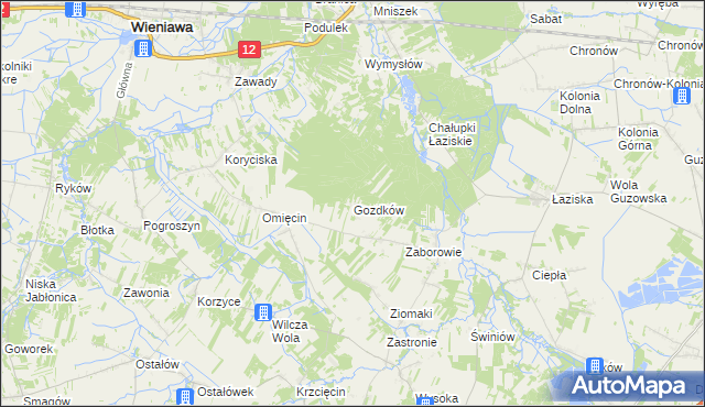 mapa Gozdków gmina Orońsko, Gozdków gmina Orońsko na mapie Targeo