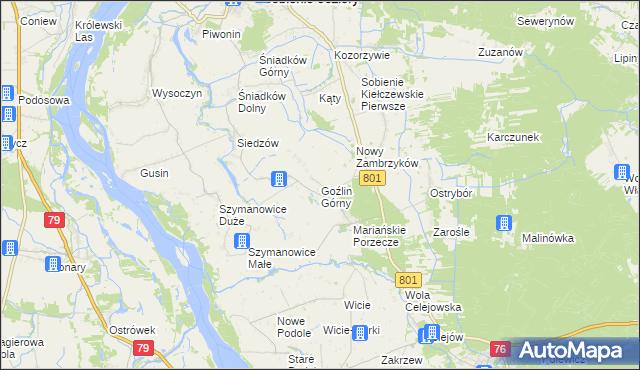 mapa Goźlin Górny, Goźlin Górny na mapie Targeo