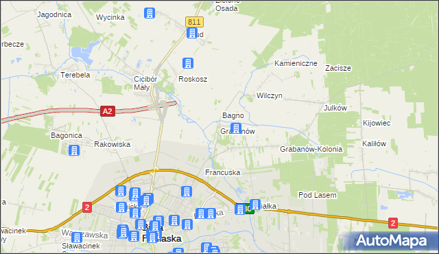 mapa Grabanów, Grabanów na mapie Targeo