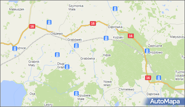 mapa Grabek gmina Mikołajki, Grabek gmina Mikołajki na mapie Targeo