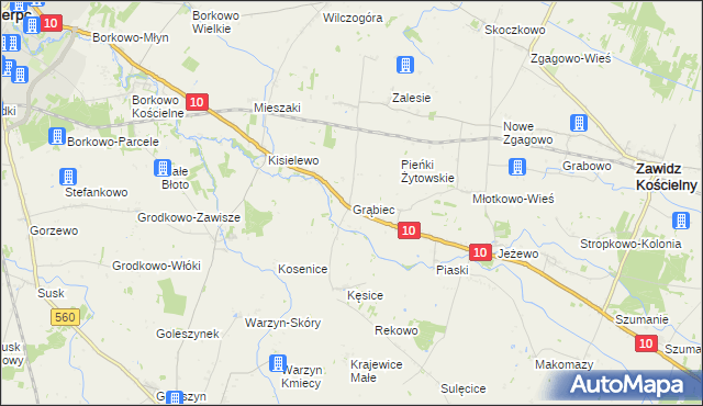 mapa Grąbiec, Grąbiec na mapie Targeo