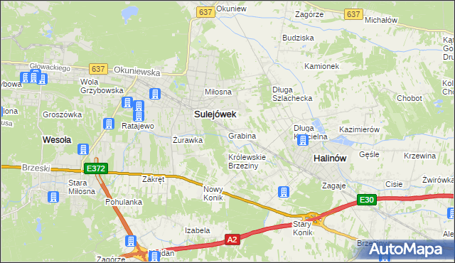 mapa Grabina gmina Halinów, Grabina gmina Halinów na mapie Targeo