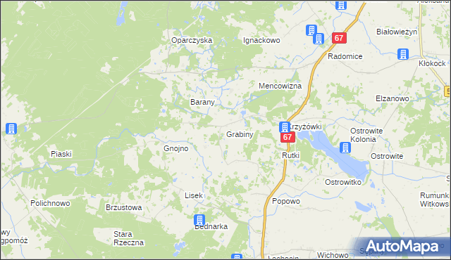 mapa Grabiny gmina Lipno, Grabiny gmina Lipno na mapie Targeo
