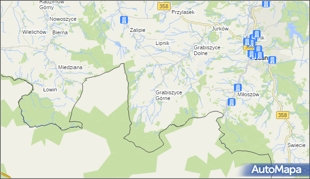 mapa Grabiszyce Górne, Grabiszyce Górne na mapie Targeo