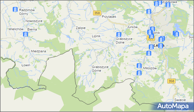 mapa Grabiszyce Średnie, Grabiszyce Średnie na mapie Targeo