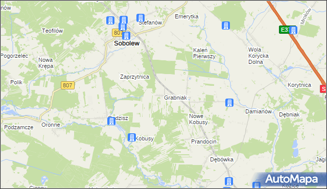 mapa Grabniak gmina Sobolew, Grabniak gmina Sobolew na mapie Targeo